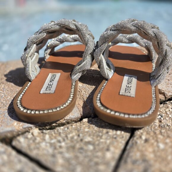 Steve Madden “Newbie” Flat Sandals - Rhinestone - Size 7 - Picture 3 of 5